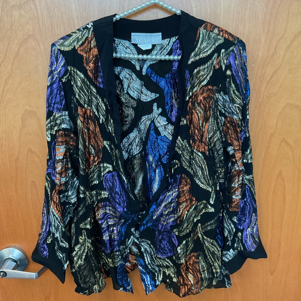 Ac sport vintage Multicolor metallic shiny holiday Blazer shoulder pads 42 22W